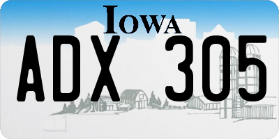 IA license plate ADX305