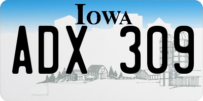 IA license plate ADX309