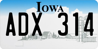 IA license plate ADX314