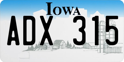 IA license plate ADX315