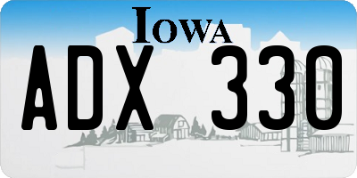 IA license plate ADX330