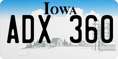 IA license plate ADX360