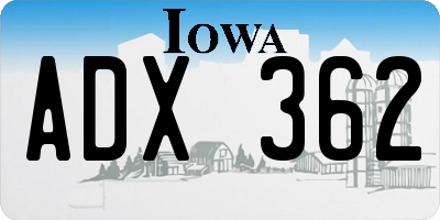 IA license plate ADX362