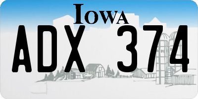 IA license plate ADX374