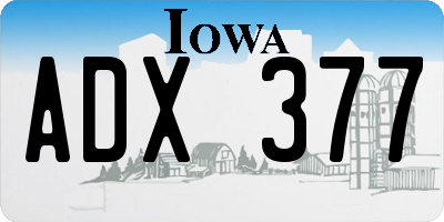 IA license plate ADX377