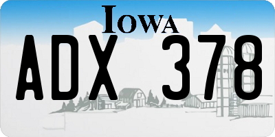 IA license plate ADX378