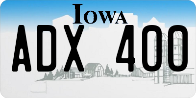 IA license plate ADX400