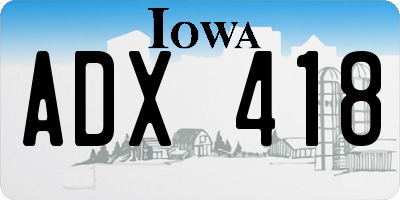 IA license plate ADX418
