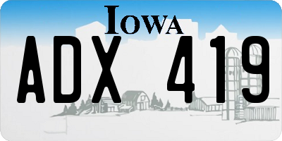 IA license plate ADX419