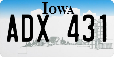 IA license plate ADX431