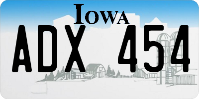 IA license plate ADX454