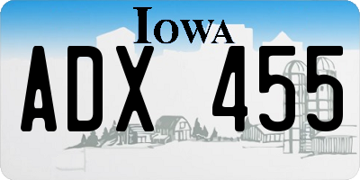 IA license plate ADX455