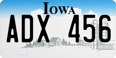 IA license plate ADX456