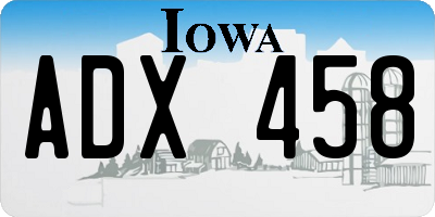 IA license plate ADX458