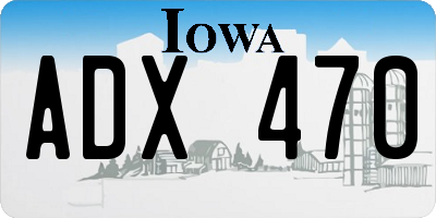 IA license plate ADX470