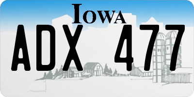 IA license plate ADX477