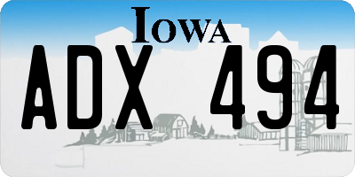 IA license plate ADX494