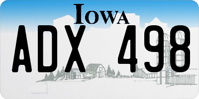 IA license plate ADX498