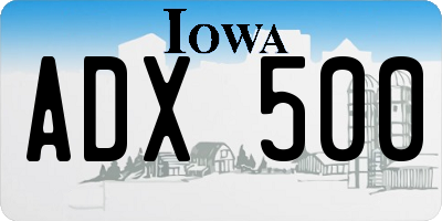 IA license plate ADX500