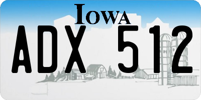 IA license plate ADX512