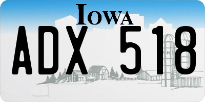 IA license plate ADX518