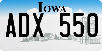 IA license plate ADX550