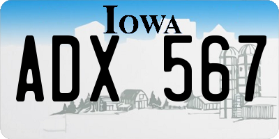 IA license plate ADX567