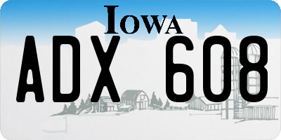 IA license plate ADX608