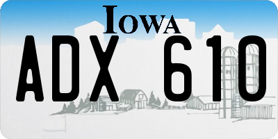 IA license plate ADX610