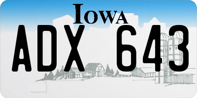 IA license plate ADX643