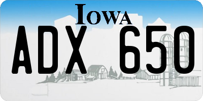 IA license plate ADX650