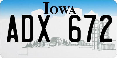 IA license plate ADX672