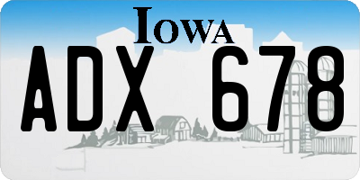 IA license plate ADX678