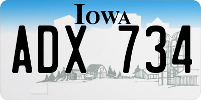 IA license plate ADX734