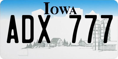 IA license plate ADX777