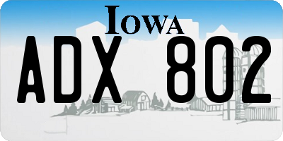 IA license plate ADX802