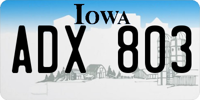 IA license plate ADX803