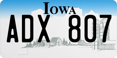 IA license plate ADX807