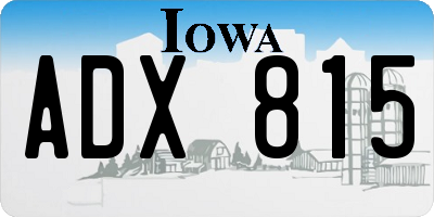 IA license plate ADX815