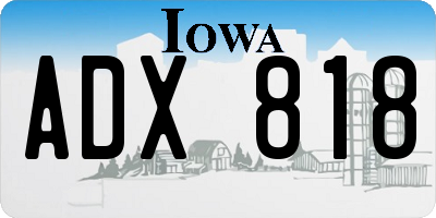 IA license plate ADX818