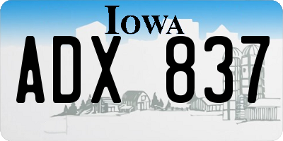 IA license plate ADX837