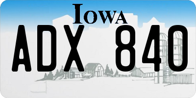 IA license plate ADX840