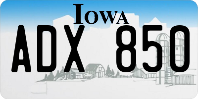IA license plate ADX850