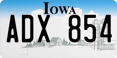 IA license plate ADX854