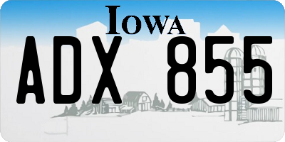IA license plate ADX855