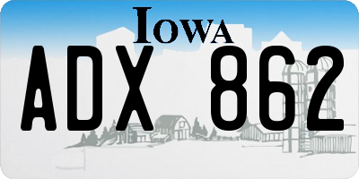 IA license plate ADX862