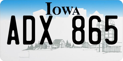 IA license plate ADX865