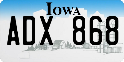 IA license plate ADX868