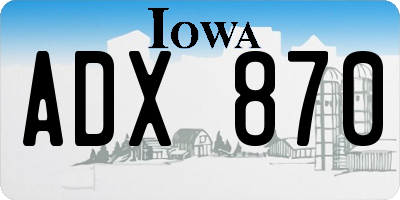 IA license plate ADX870