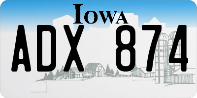 IA license plate ADX874